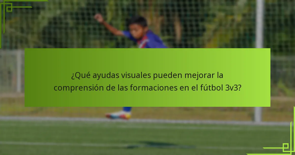 ¿Qué ayudas visuales pueden mejorar la comprensión de las formaciones en el fútbol 3v3?